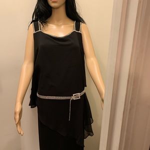 Black evening wear with silver lining new